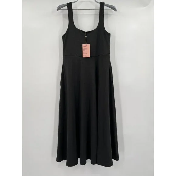 Quince | Dresses | Quince Womens Flowknit Breeze Fit Flare Dress Sz Xs  Black Midi Length Nwt | Poshmark